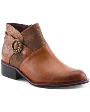 L'ARTISTE Tiatia Hand-painted Leather Ankle Boots - Brown