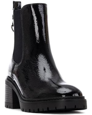 Xti Patent Leather Heeled Chelsea Booties - Black