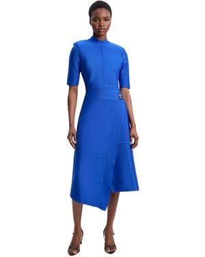 Karen Millen Asymmetric Hem Wrap 3/4-sleeve Midi Dress - Blue