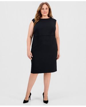 Kasper Petite Stretch-crepe Sleeveless Sheath Dress - Blue