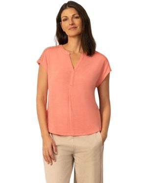 Cable & Gauge Split Neck Slub Terry Tee - Orange