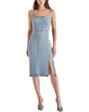 Steve Madden Slit-front Giselle Denim Midi Dress - Blue