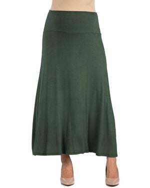 24seven Comfort Apparel Elastic Waist Solid Color Maternity Maxi Skirt - Green