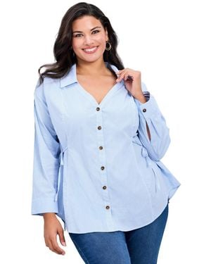 Avenue Ray Stripe Poplin Shirt - Blue