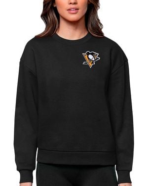 Antigua Pittsburgh Penguins Primary Logo Victory Crewneck Pullover Sweatshirt - Black