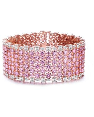 Genevive Jewelry Sterling Silver 18k Plated Pink Cubic Zirconia 8-row Tennis Bracelet