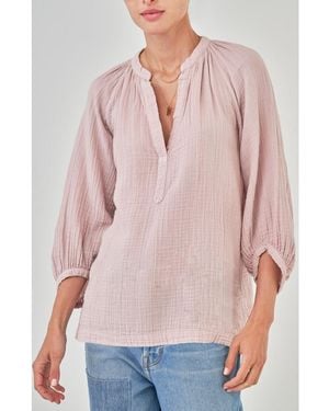 ocean + main Ocean+main Ocean+main Fuchsia Gauze Top - Pink