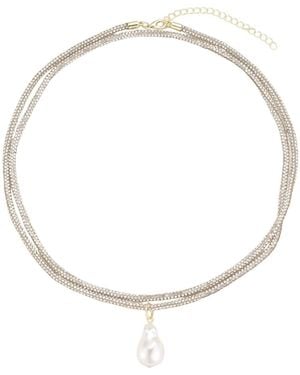 Adornia Adjustable Pearl Rope Pendant Necklace - Natural