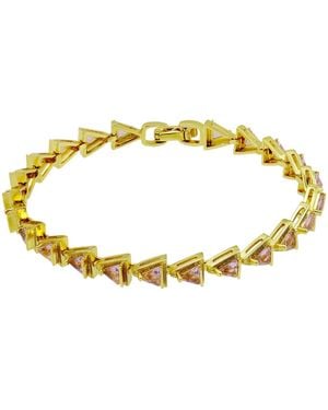 Macy's Triangle Light Pink Cubic Zirconia Ribbed Border Tennis Bracelet - Metallic