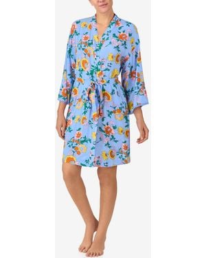 Sanctuary Wrap Around Long-sleeve Short Robe - Blue
