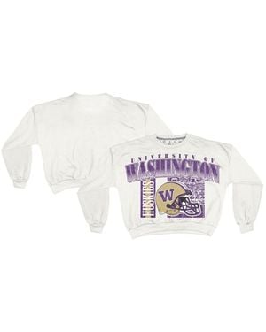 Pressbox Washington Huskies Oversized Janice Retro Waist-length Sweatshirt - White
