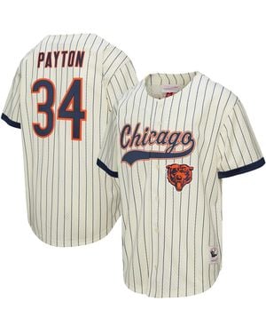 Mitchell & Ness Walter Payton Chicago Bears Name Number Mesh Button-up Baseball Jersey - White