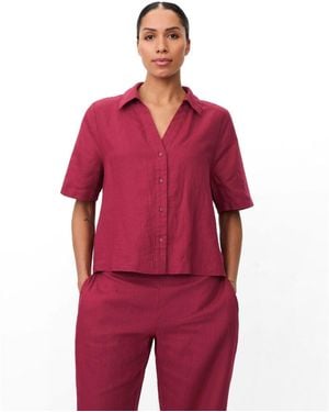 Masai Mairyssa Smock Back Linen Shirt - Red