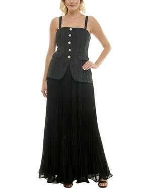 Taylor Structured-bodice Pleated-skirt Evening Gown - Black