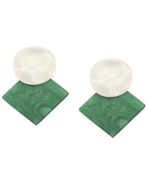 SOH Gold Geometric Drop Earrings - Green