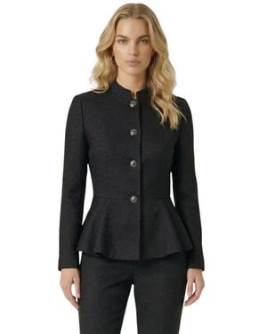 Modenaire Textured Peplum Blazer - Black