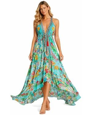 La Moda Clothing Maxi Halterneck Dress - Green