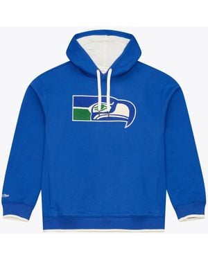 Mitchell & Ness Seattle Seahawks Premium Essentials Heavyweight Fleece Hoodie - Blue