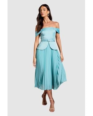 Coast Bardot Fit And Flare Midi Dress - Blue