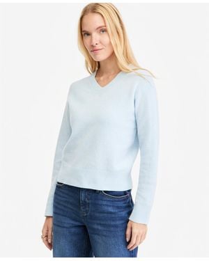 On 34th V-neck Long-sleeve Sweater - White