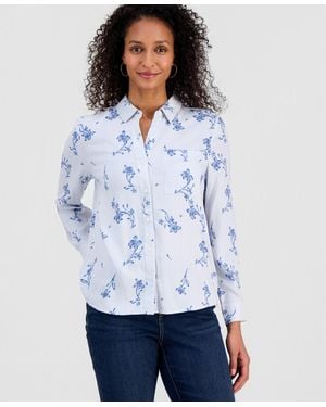 Style & Co. Stripe Perfect Shirt - Blue