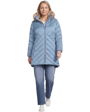 Lands' End Plus Size Insulated Cozy Fleece Lined Winter Coat - Blue