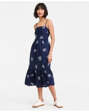 On 34th Cotton Back-cutout Tiered Midi Dress - Blue