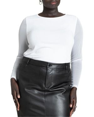 Eloquii Sheer Sleeve Tee - White