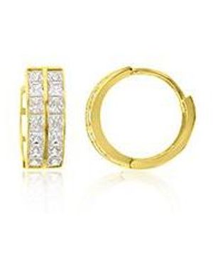 Macy's Cubic Zirconia Snap Bar Hoop Earrings - Black
