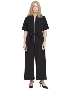 Finery London Marie Wide Leg Cropped Jumpsuit - Black