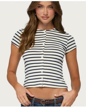 Edikted Bonita Striped Button Up Top - Brown
