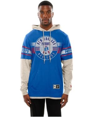 KTZ New England Patriots Twofer Hooded Long-sleeve Layered T-shirt - Blue