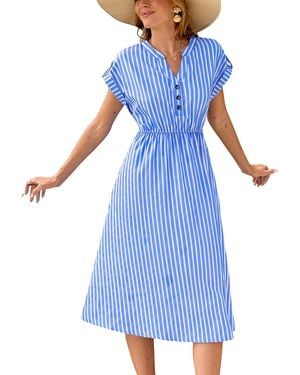 CUPSHE Water Color Striped Midi Beach Dress - Blue