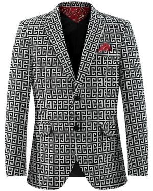 Elie Balleh Boys Slim Fit Logo Blazer - Gray