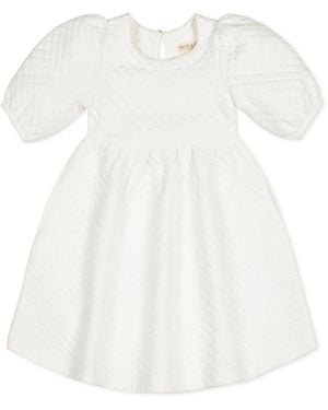 Hope & Henry Toddler Girls Quilted Puff Sleeve Dress - White