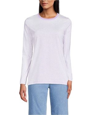 Lands' End Supima Cotton Relaxed Long Sleeve Crew Neck T-shirt - White
