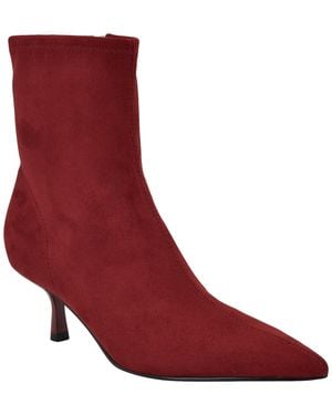 Guess Yanka Pointed Toe Kitten Heel Dress Booties - Red