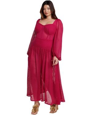 Eloquii Plus Size Patbo X Corset Waist Maxi Dress - Red