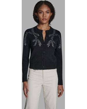 BCBGMAXAZRIA Embellished Button-front Cardigan - Black