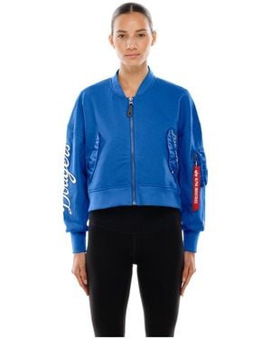 KTZ X Alpha Industries Los Angeles Dodgers Cropped Full-zip Jacket - Blue