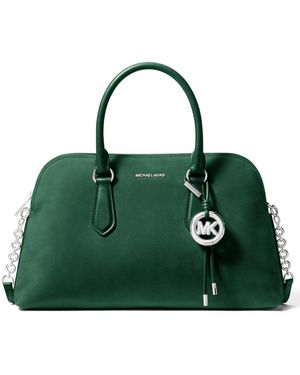 Michael Kors Michael Shaye Medium Dome Leather Satchel Handbag - Green