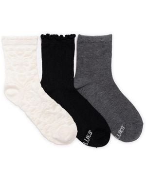 Muk Luks 3 Pair Pack Whisper Soft Crew Socks - Black