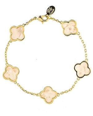 Rivka Friedman Mother Of Pearl Clover Station Bracelet - Black