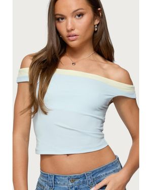 Edikted Strada Contrast Off Shoulder Top - White