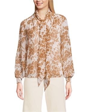 Lands' End Chiffon Removable Tie Neck Blouse - Multicolor