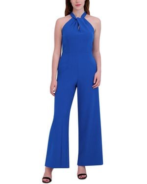 Julia Jordan Twist-front Halter Jumpsuit - Blue
