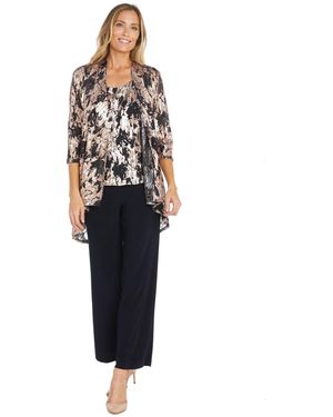 R & M Richards 3-pc. Metallic Jacquard Jacket - Black