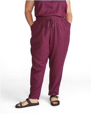 UNIVERSAL STANDARD Plus Size Sayville Linen Drawstring Pant - Red