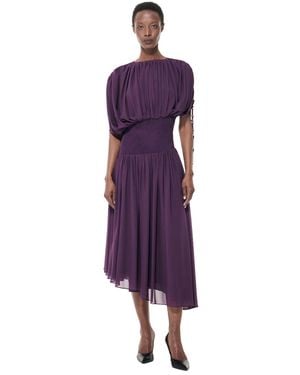 eem Smocked Waist Ruched Sleeve Dress - Purple