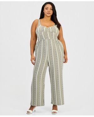 Derek Heart Trendy Plus Size Printed Sleeveless Jumpsuit - Green
